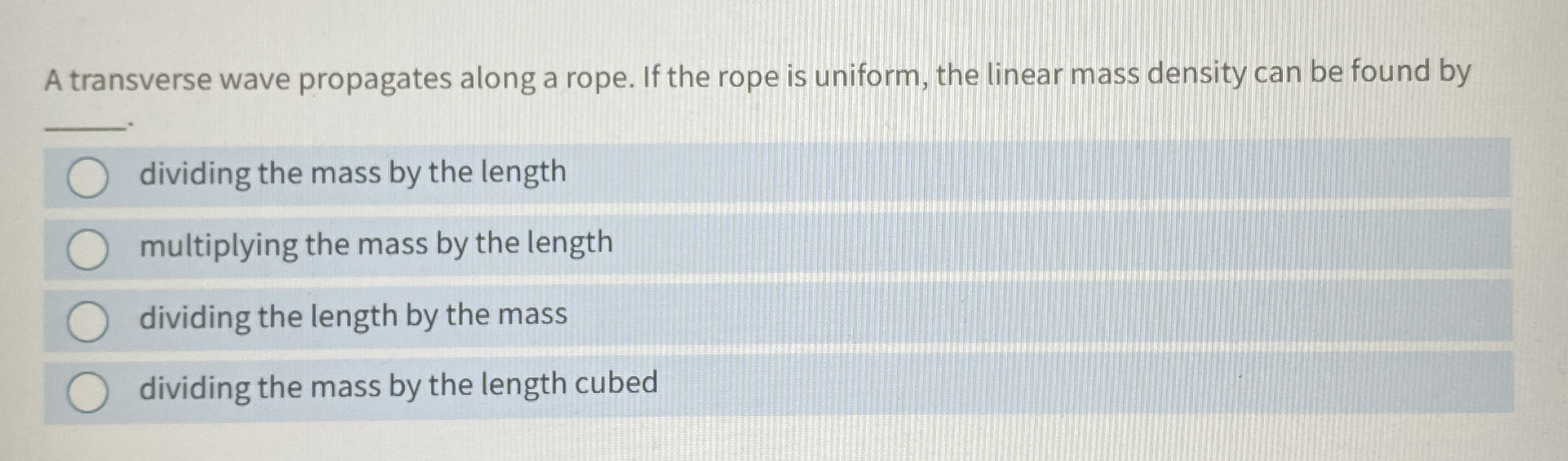 A transverse wave propagates along a rope. If the