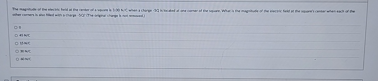 The magnitude of the electric field at the center
