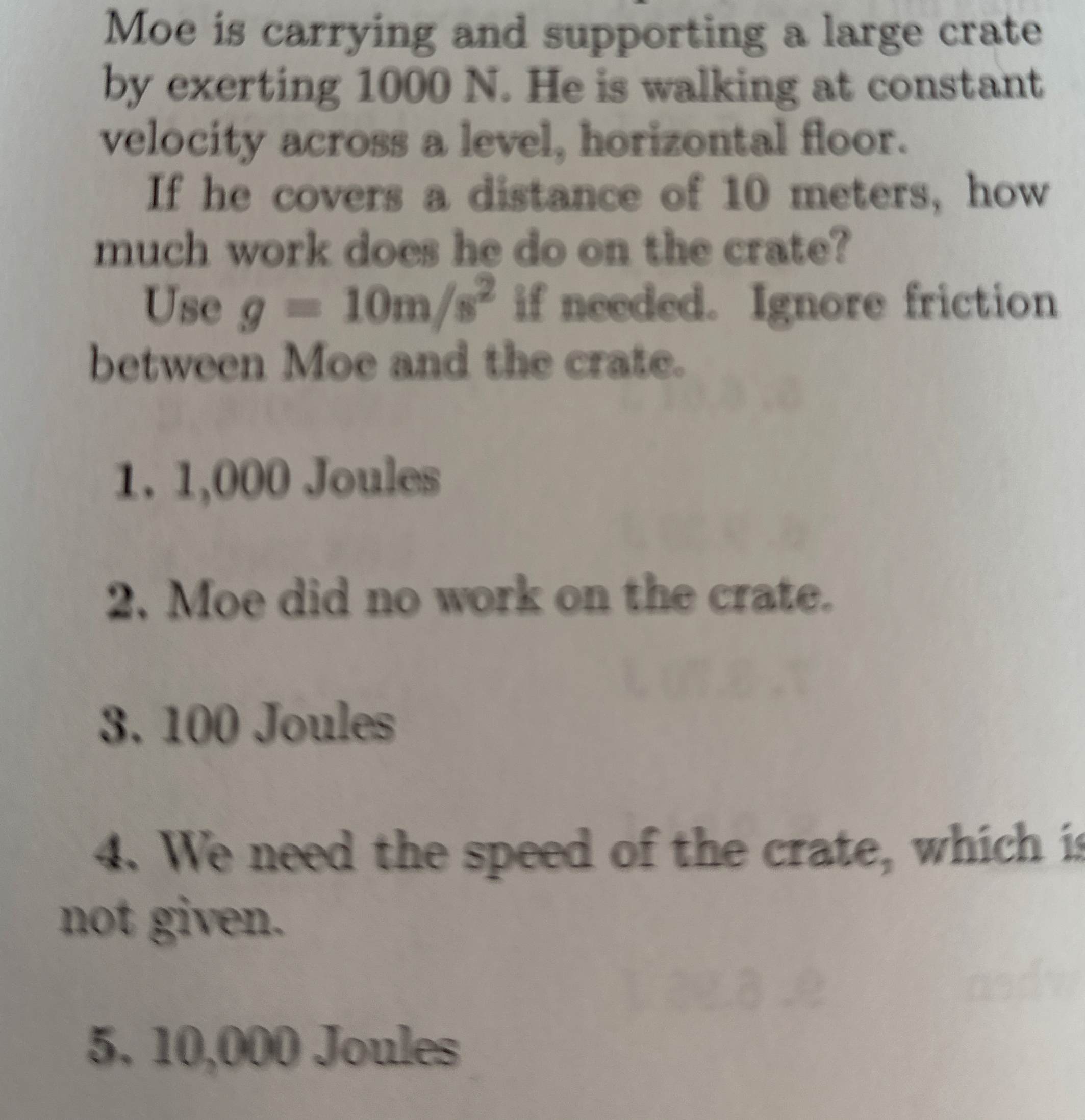 Moe is carrying and supporting a large crate by