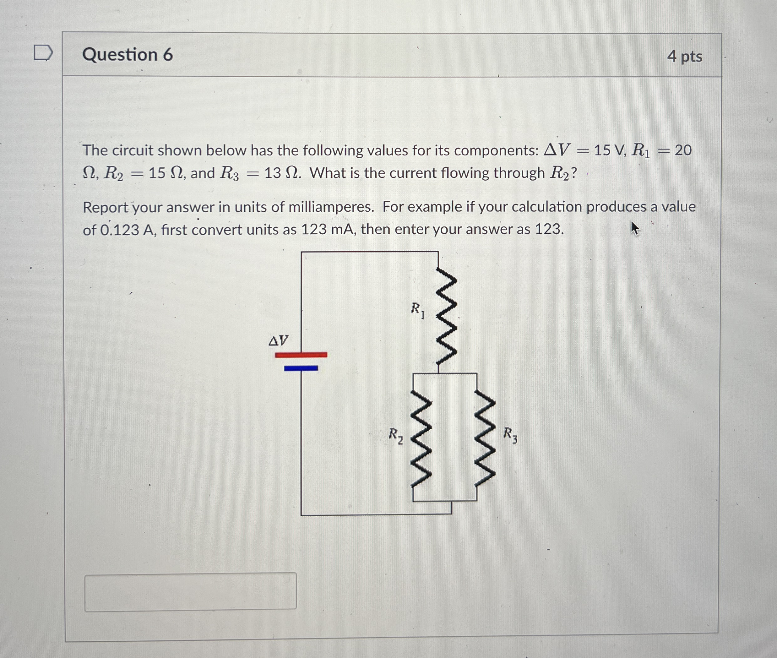 Question 6 4 pts The circuit shown below has the