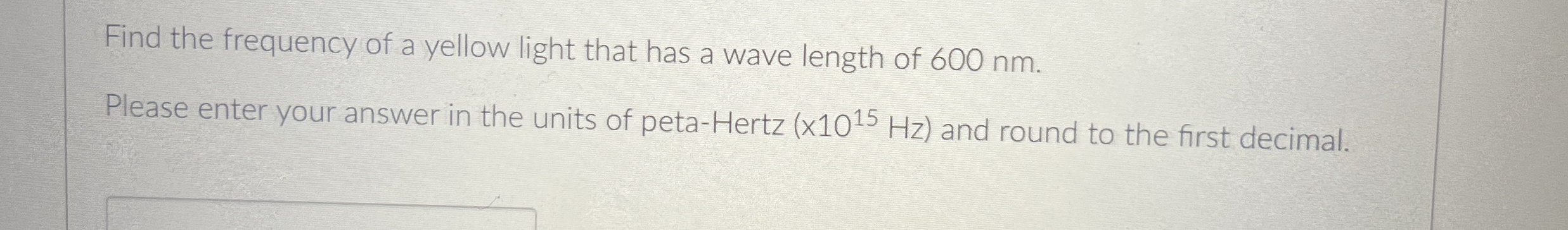 Find the frequency of a yellow light that has a