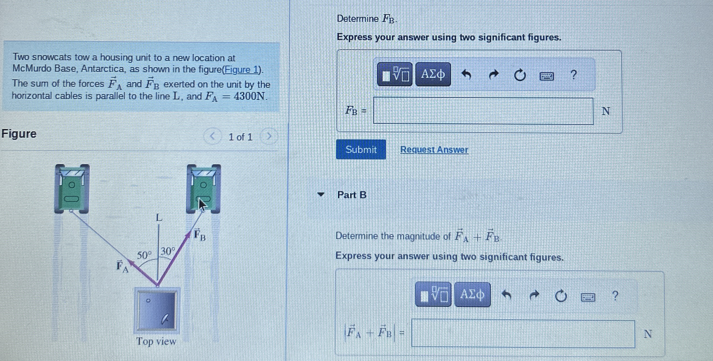 Determine F B . Express your answer using two