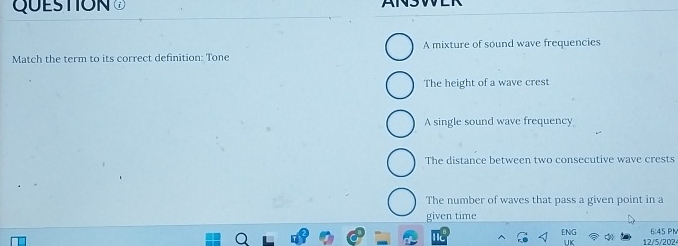 QUESIIUN Match the term to its correct