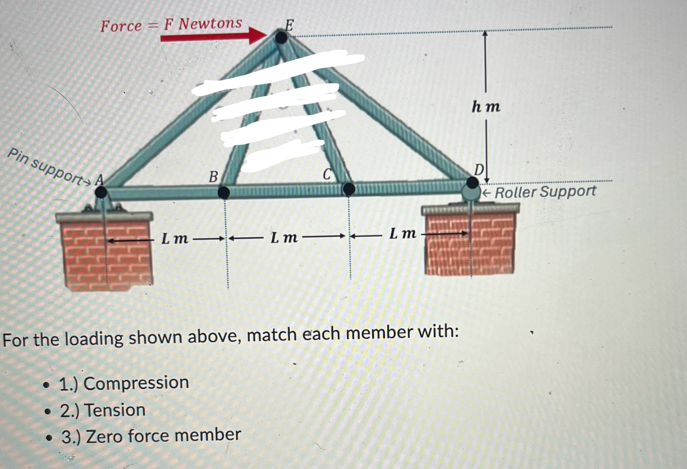 For the loading shown above, match each member