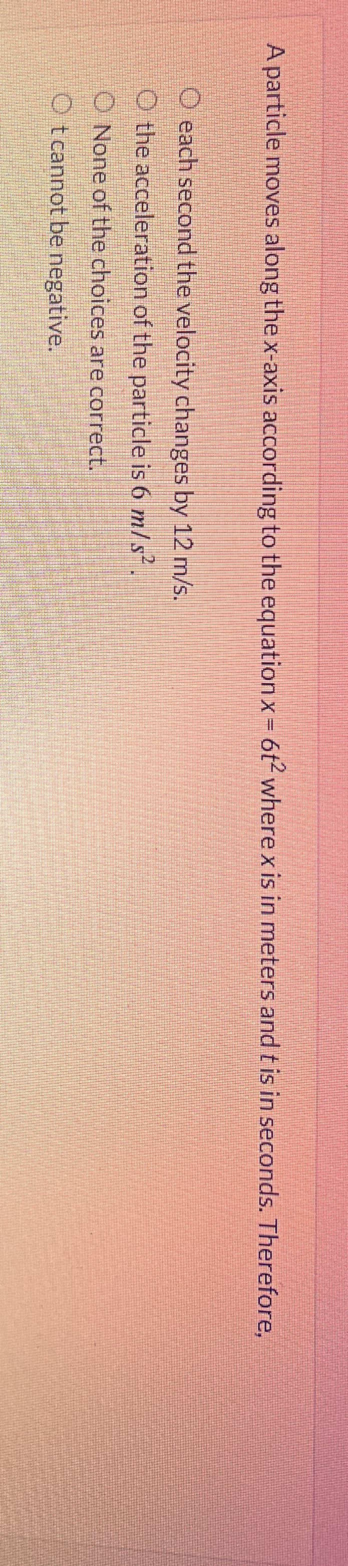 A particle moves along the x - axis according to
