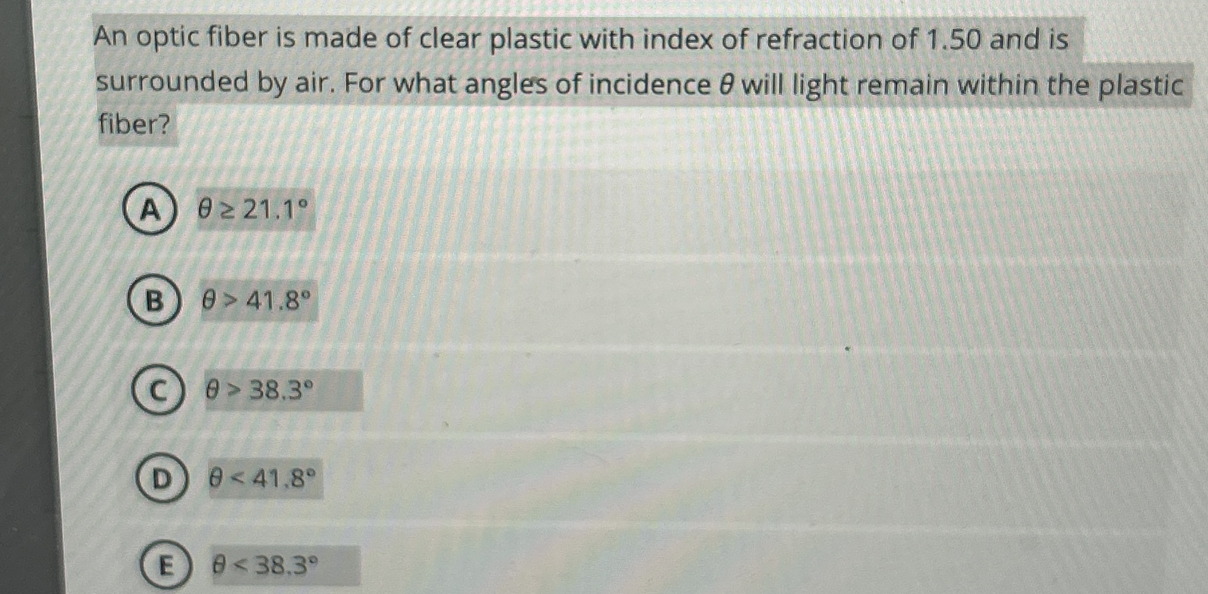 An optic fiber is made of clear plastic with