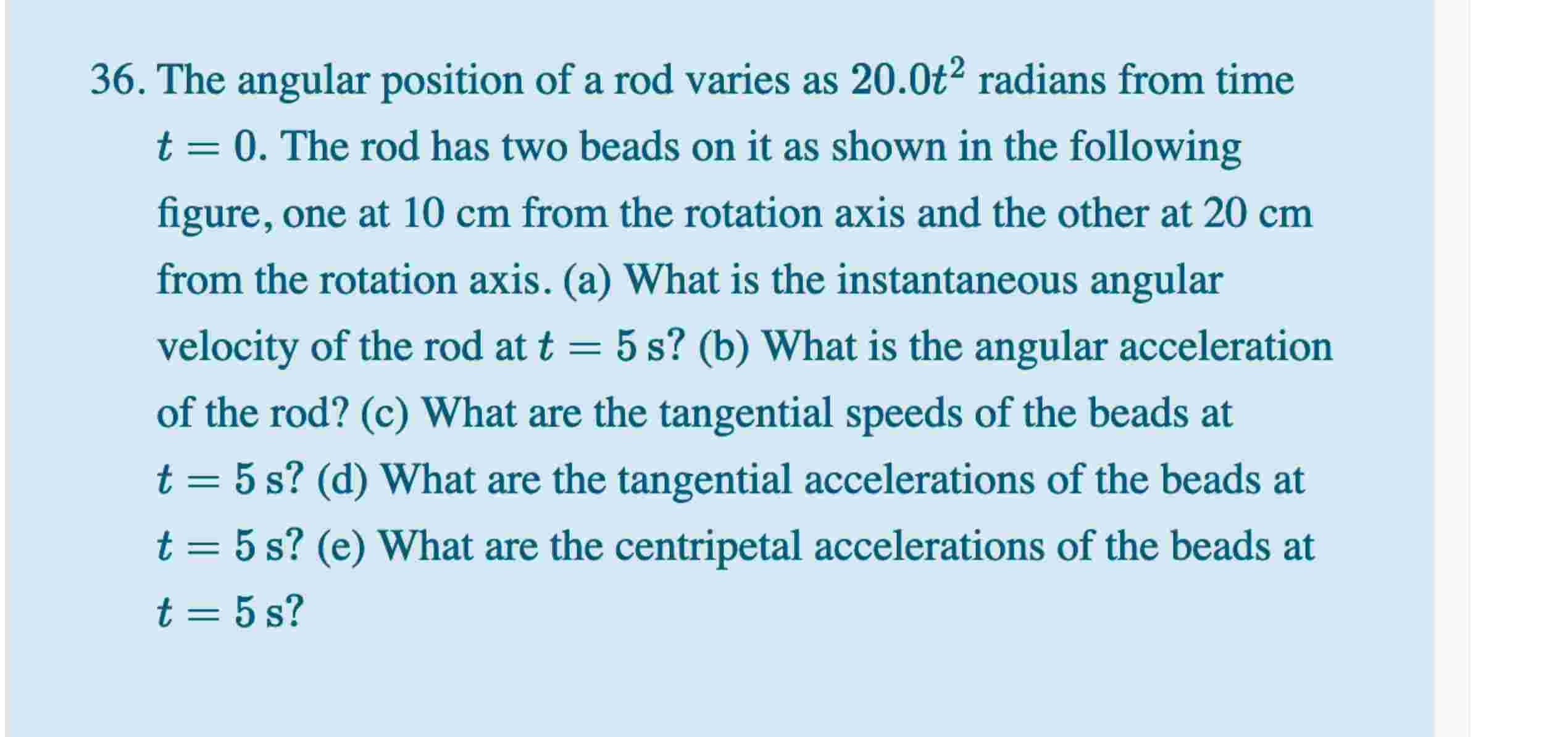 3 6 . The angular position of a rod varies as \ (