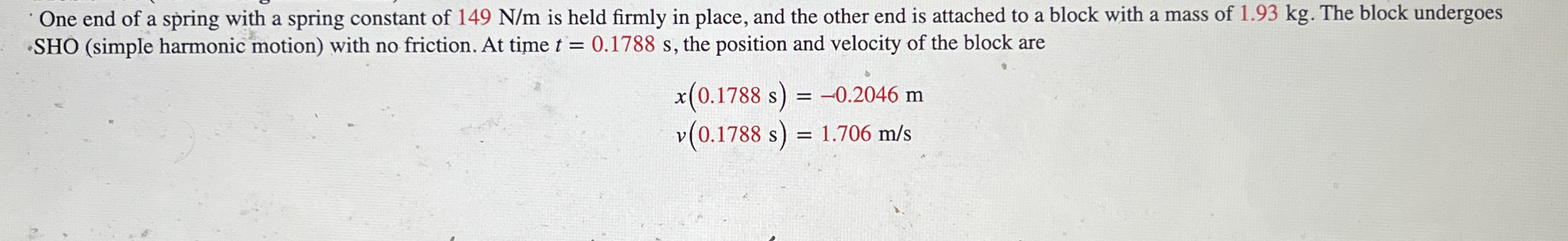 One end of a spring with a spring constant of 1 4