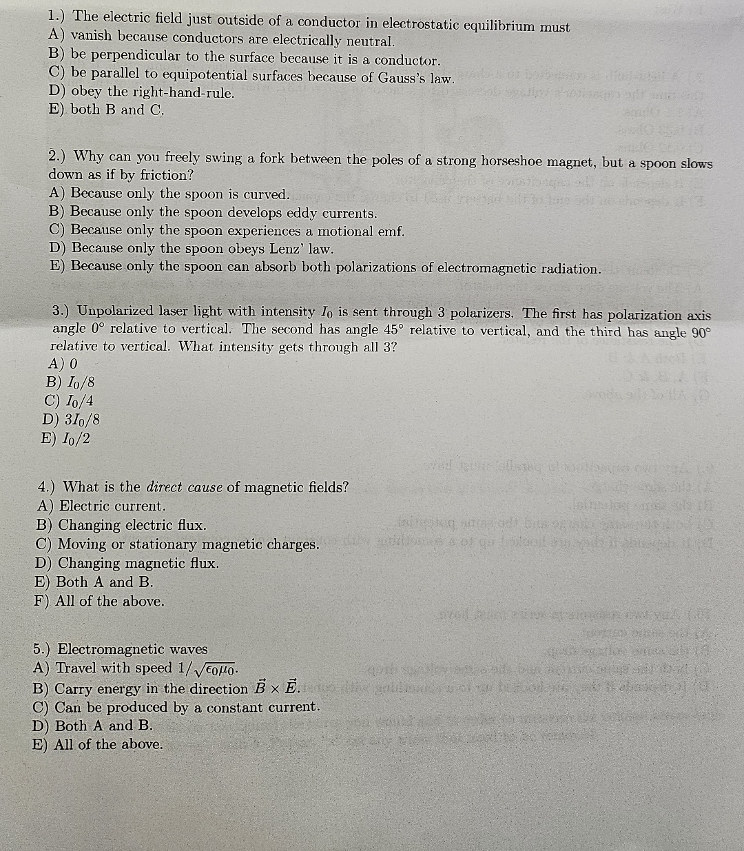 1 . ) The electric field just outside of a