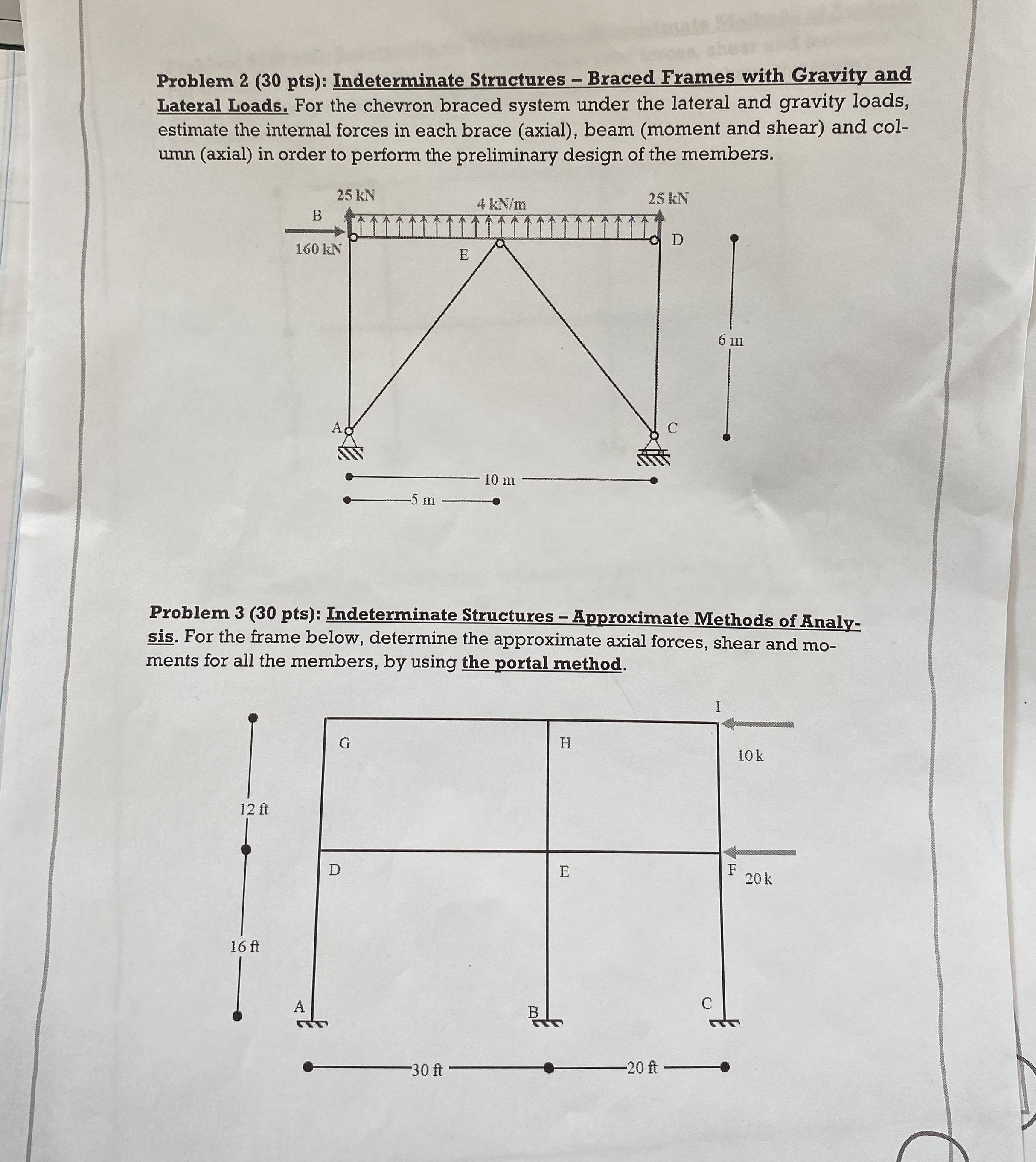 Problem 2 ( 3 0 pts ) : Indeterminate Structures