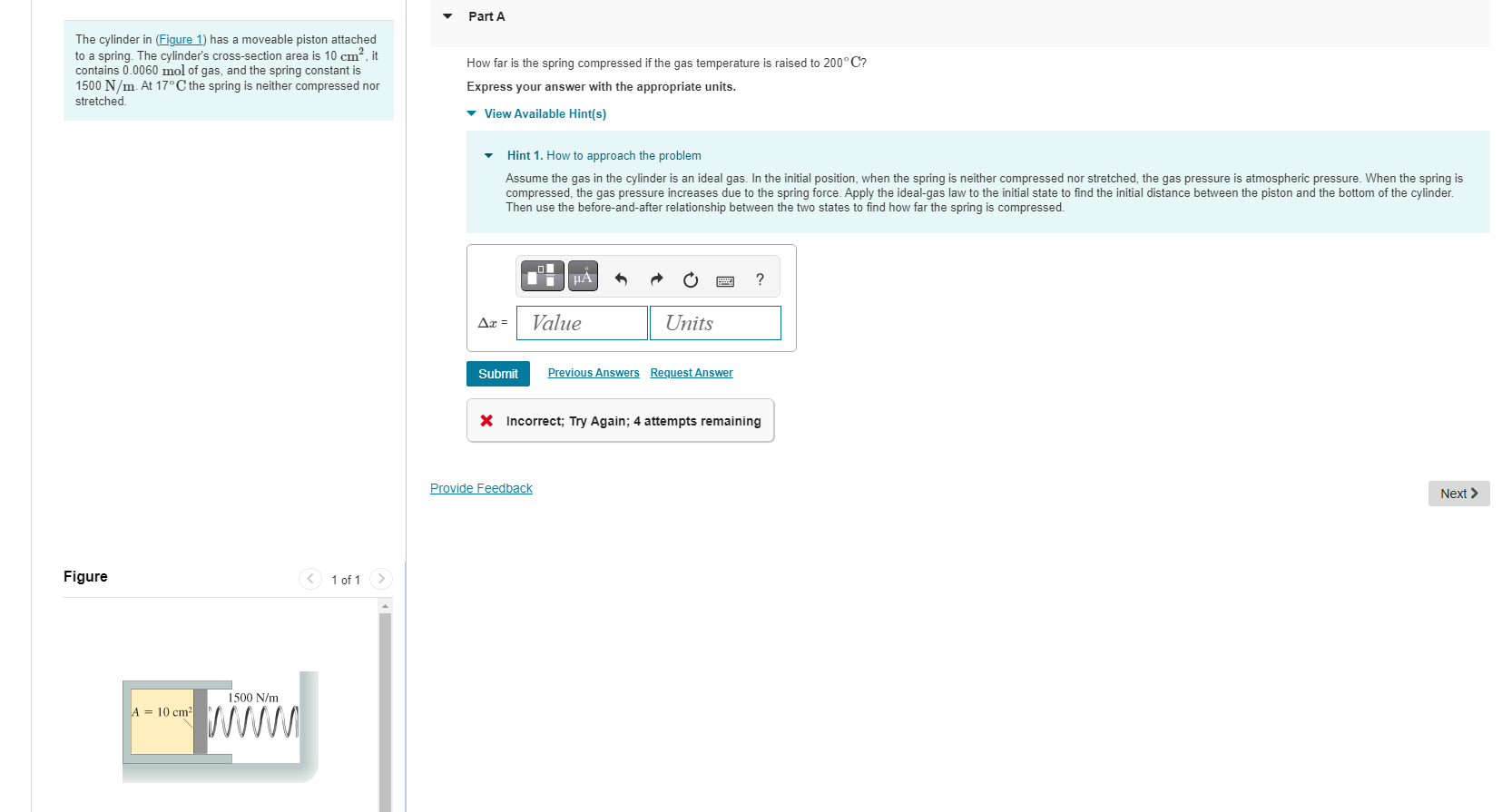The cylinder in ( Figure 1 ) has a moveable