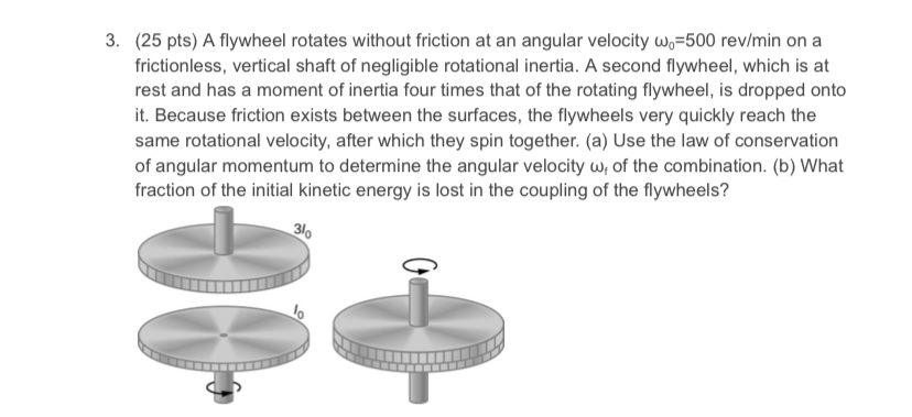 ( 2 5 pts ) A flywheel rotates without friction