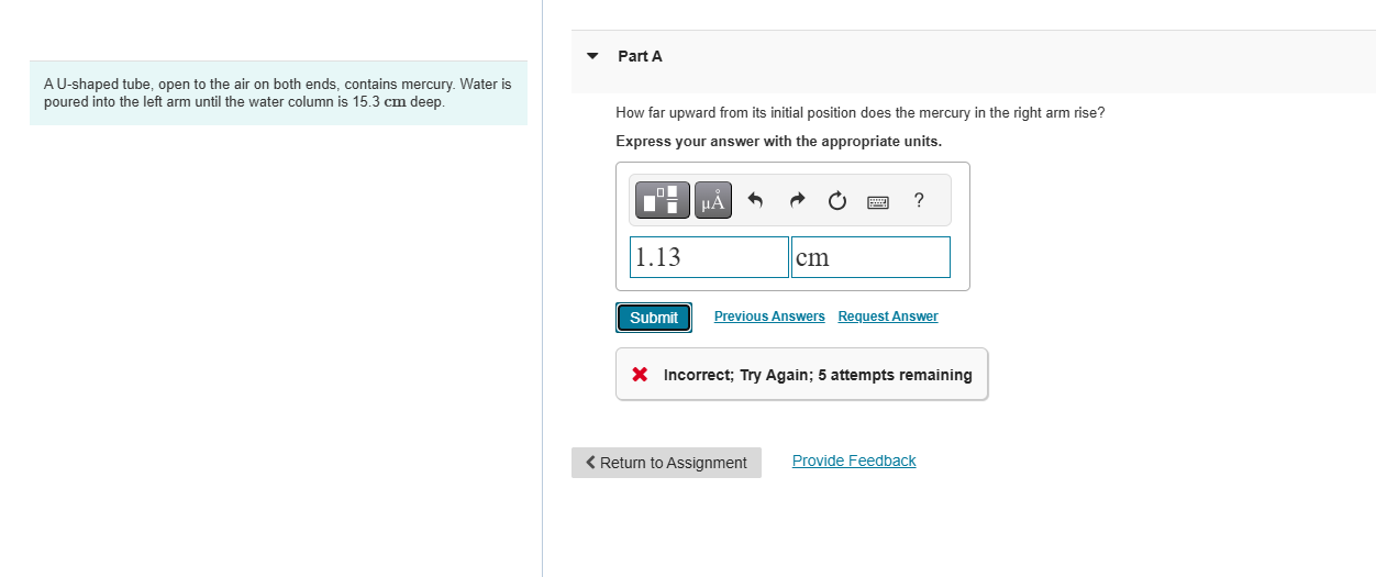 \ ( \ mathrm { A } U \ ) - shaped tube, open to
