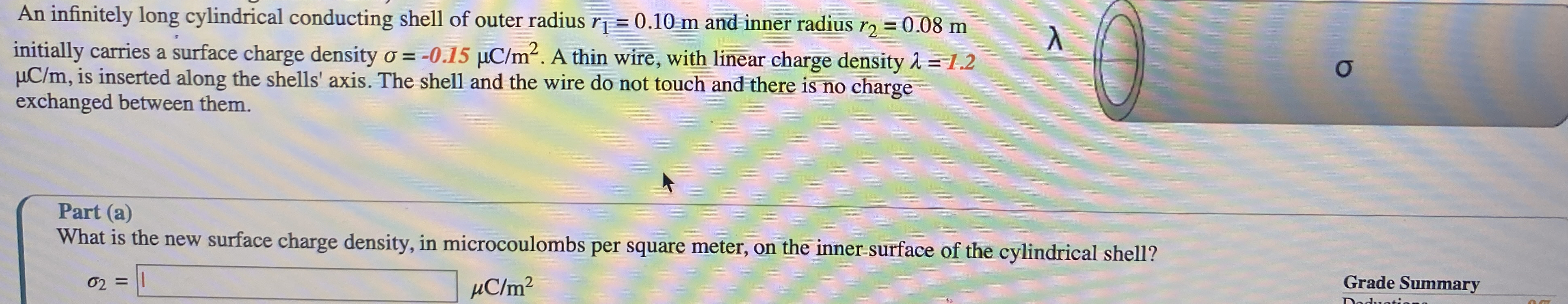 An infinitely long cylindrical conducting shell