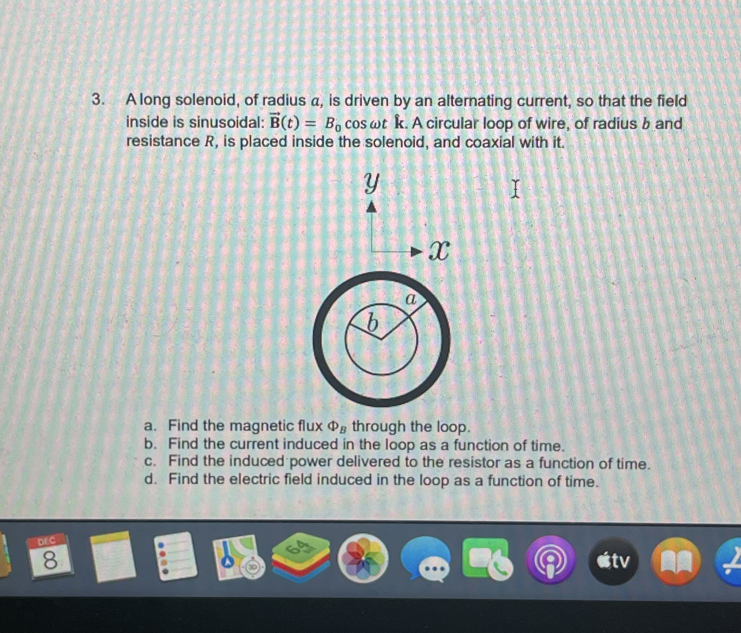 A long solenoid, of radius a , is driven by an