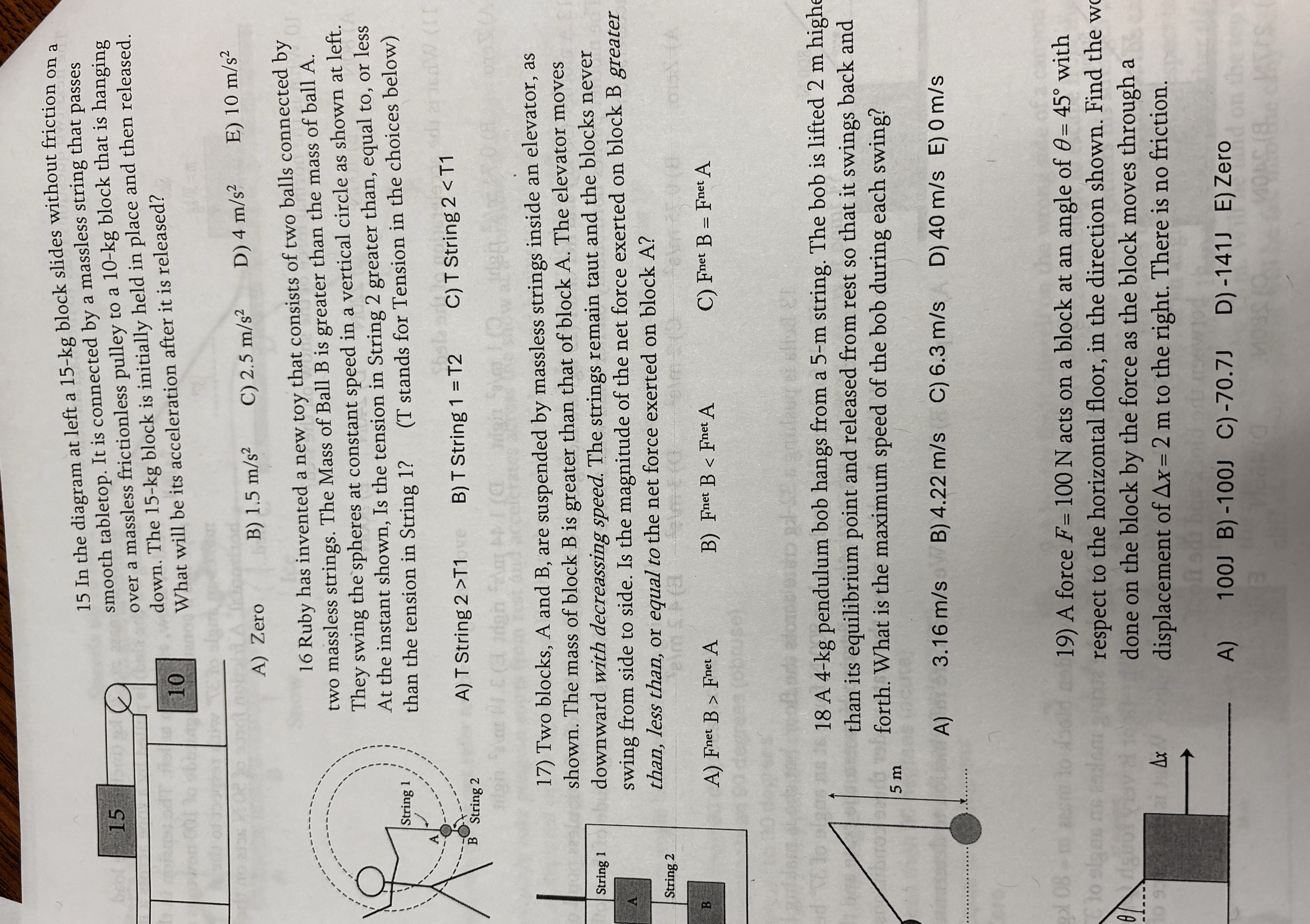 1 5 In the diagram at left a 1 5 - k g block