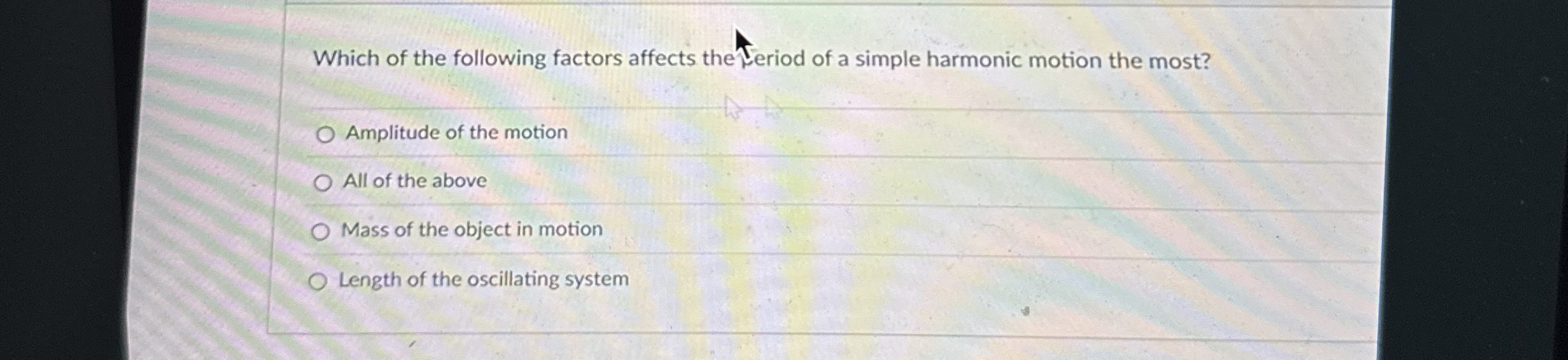 Which of the following factors affects the Teriod