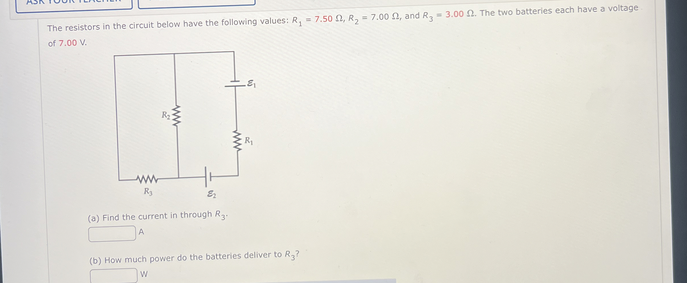 The resistors in the circuit below have the
