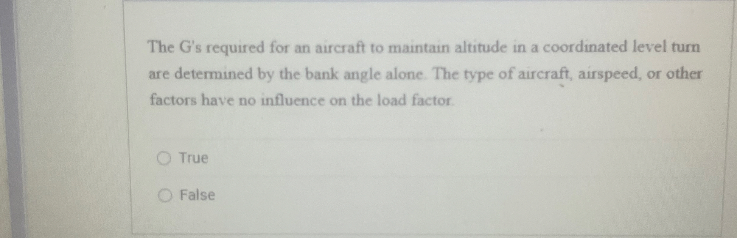 The G ' s required for an aircraft to maintain