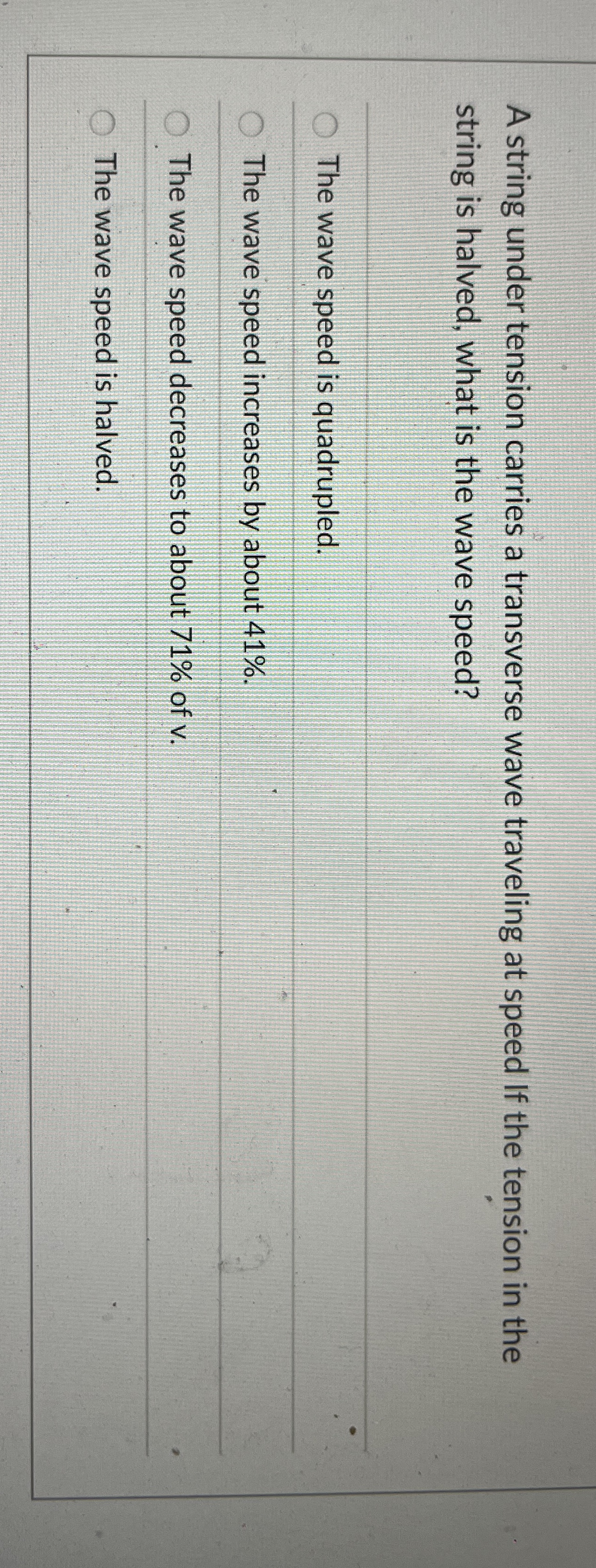 A string under tension carries a transverse wave