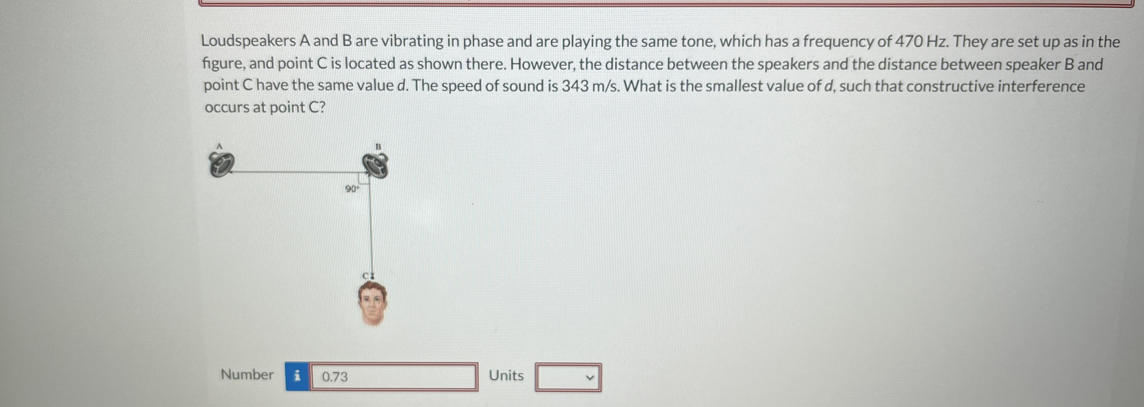 Loudspeakers A and B are vibrating in phase and
