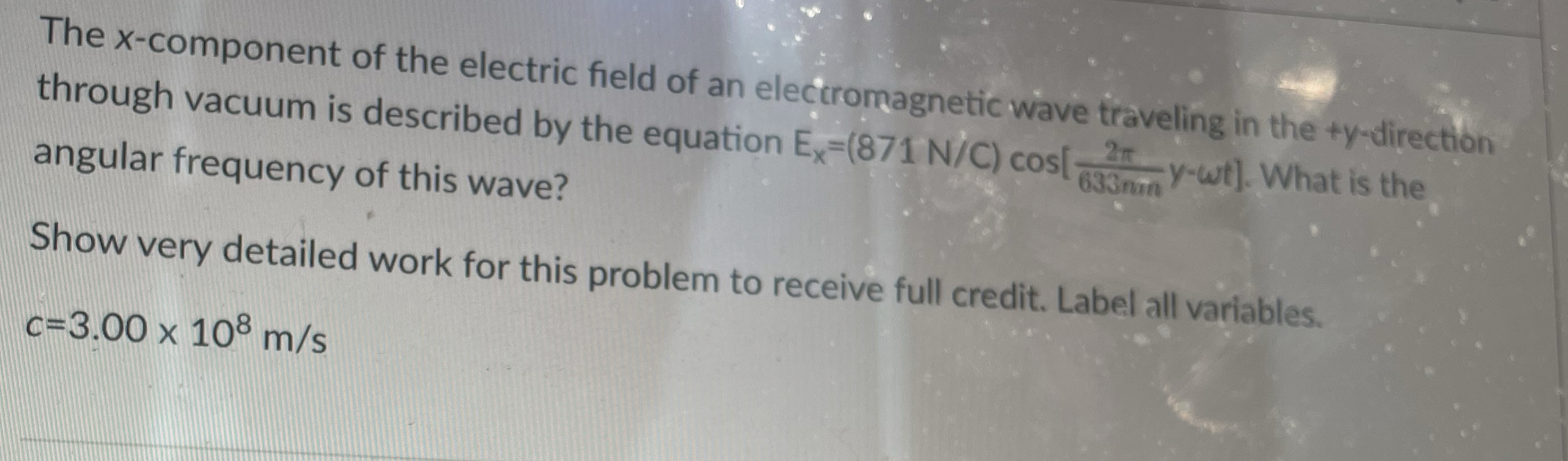 The x - component of the electric field of an