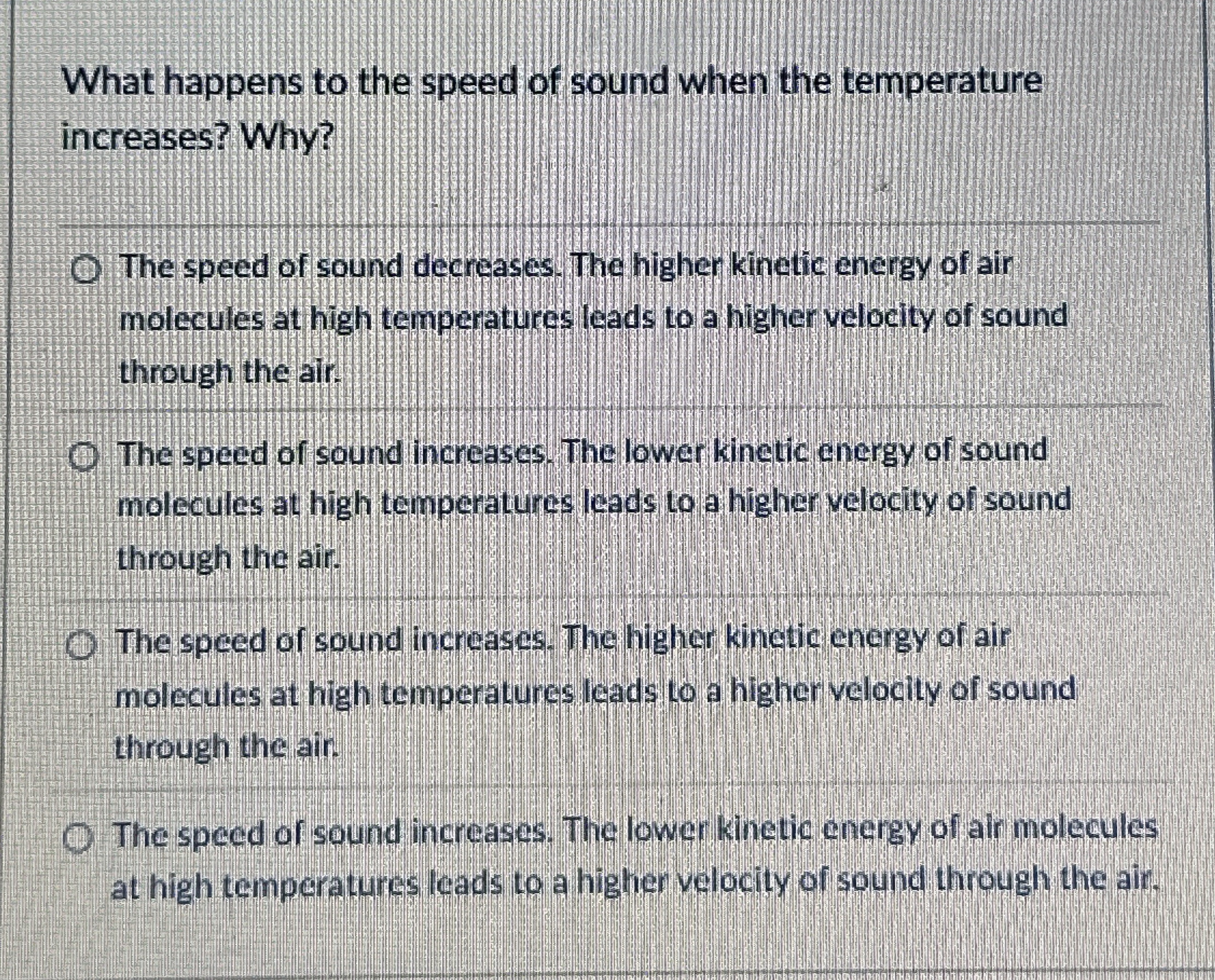 What happens to the speed of sound when the