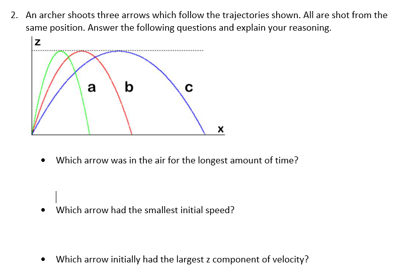 2 . An archer shoots three arrows which follow
