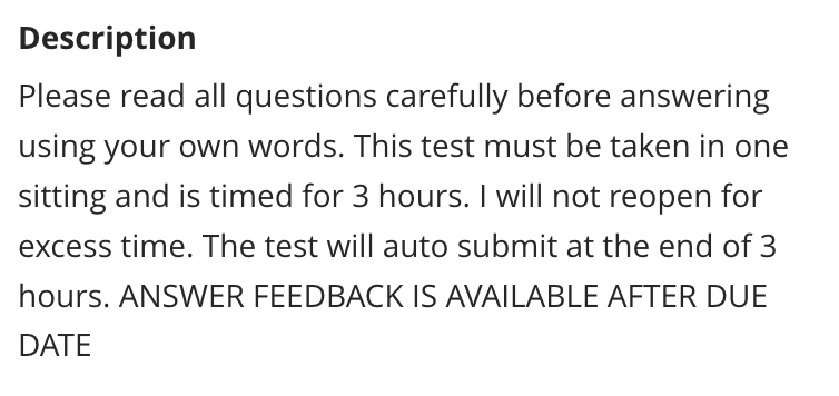 Description Please read all questions carefully