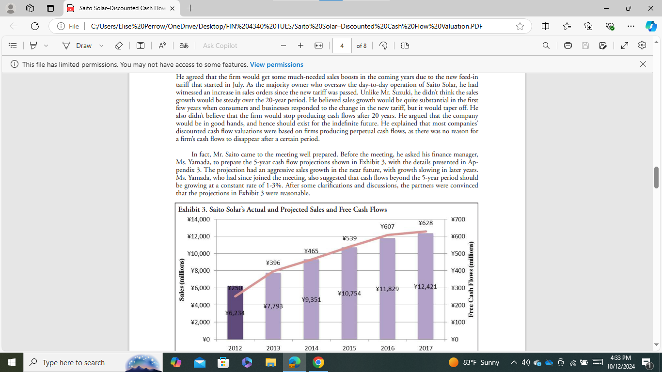 1) Using the discounted cash flow approach, why