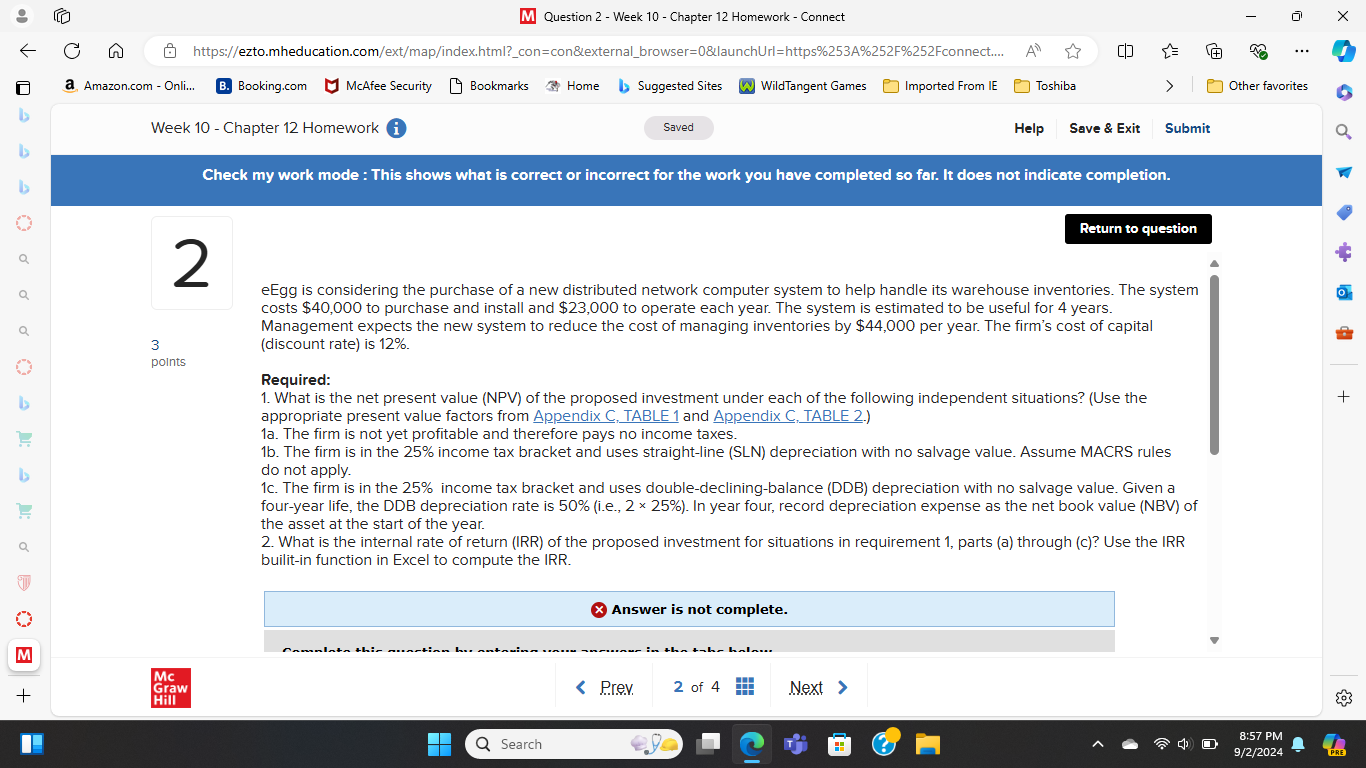 & [ Question 2 - Week 10 - Chapter 12 Homework -