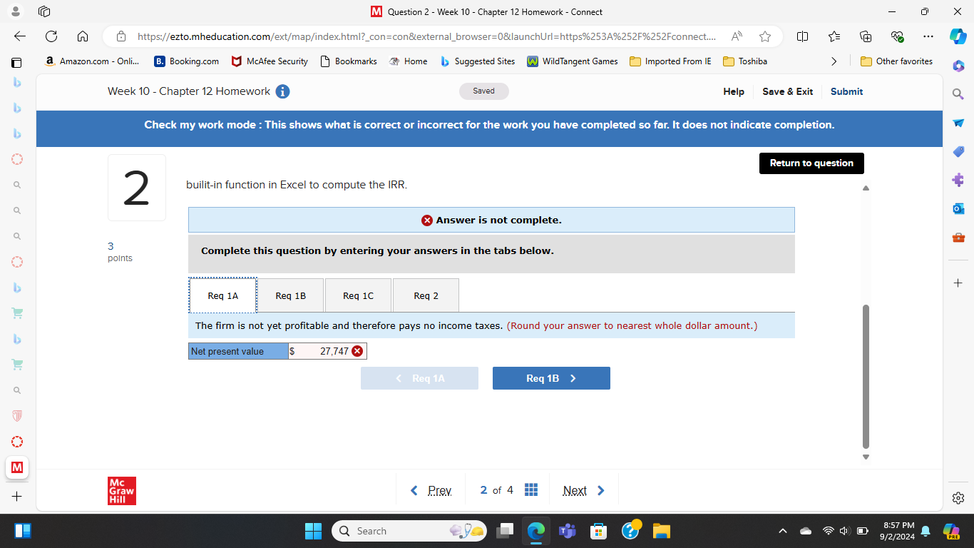 & [ Question 2 - Week 10 - Chapter 12 Homework -