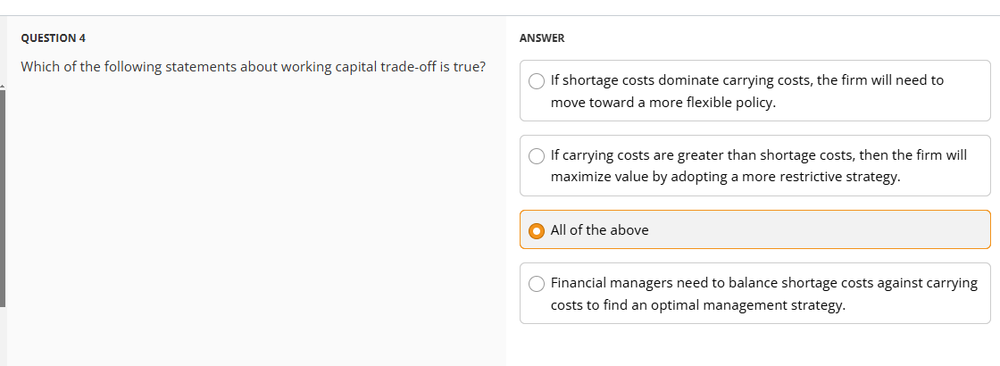 QUESTION 1 ANSWER The flexible current asset