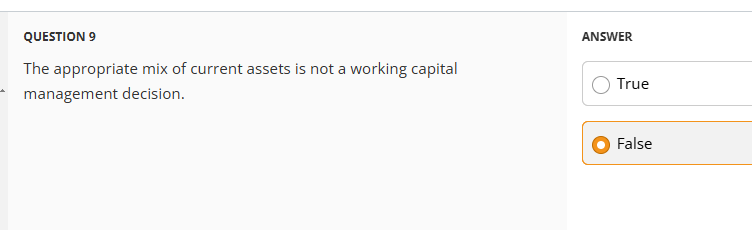 QUESTION 1 ANSWER The flexible current asset