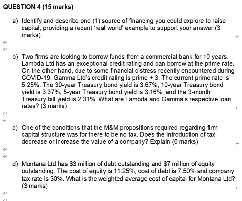 QUESTION 4 (1 5 marks) a) Identify and describe