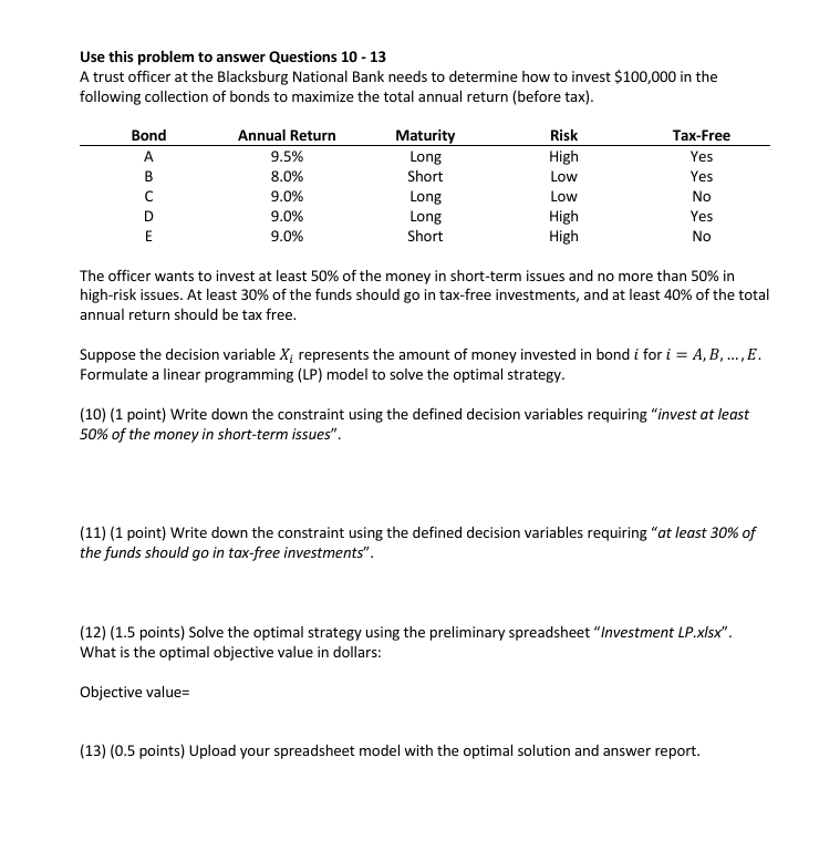 Solve this in excel using the provide template,