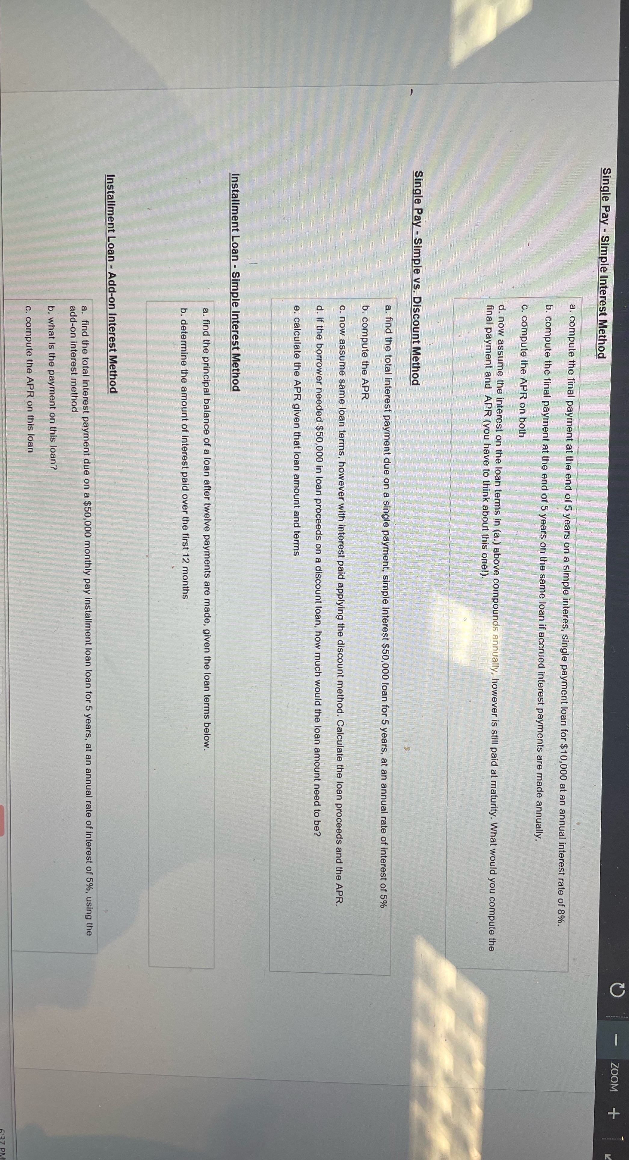 Solve all C - ZOOM Single Pay - Simple Interest