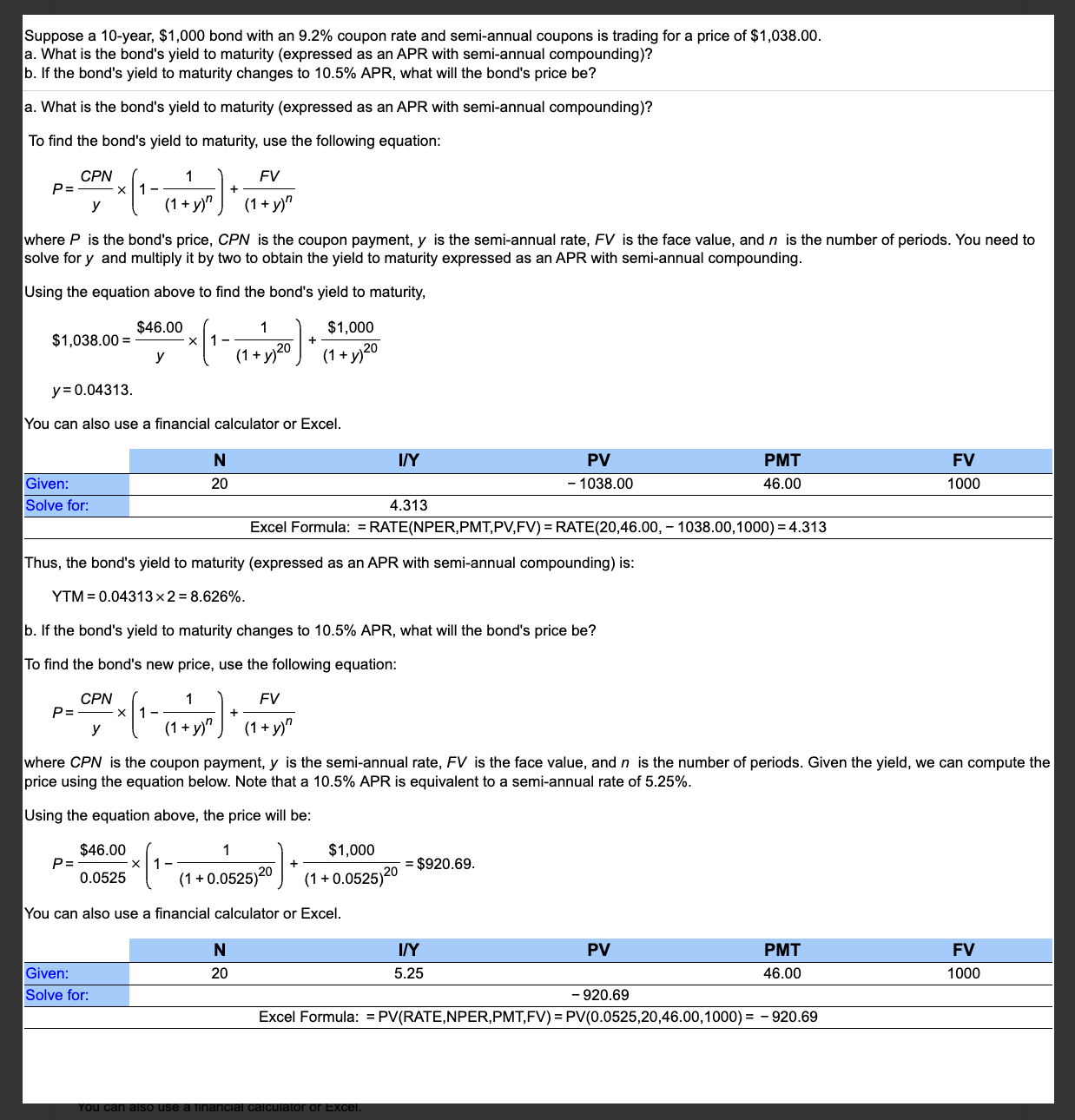 Suppose a 10-year, $1,000 bond with an 8.2%
