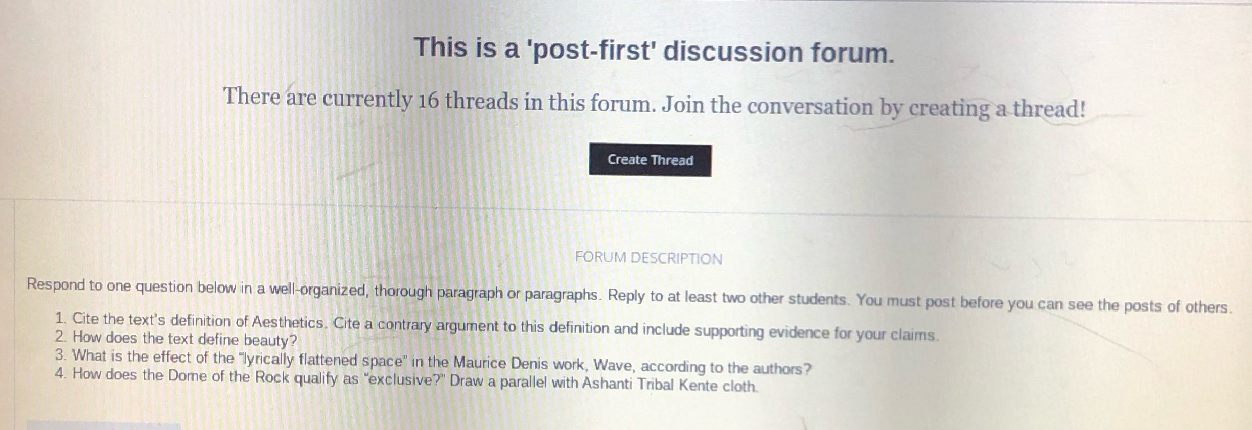 This is a 'post-first' discussion