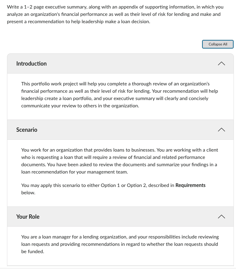 Write a 1-2 page executive summary, along with an