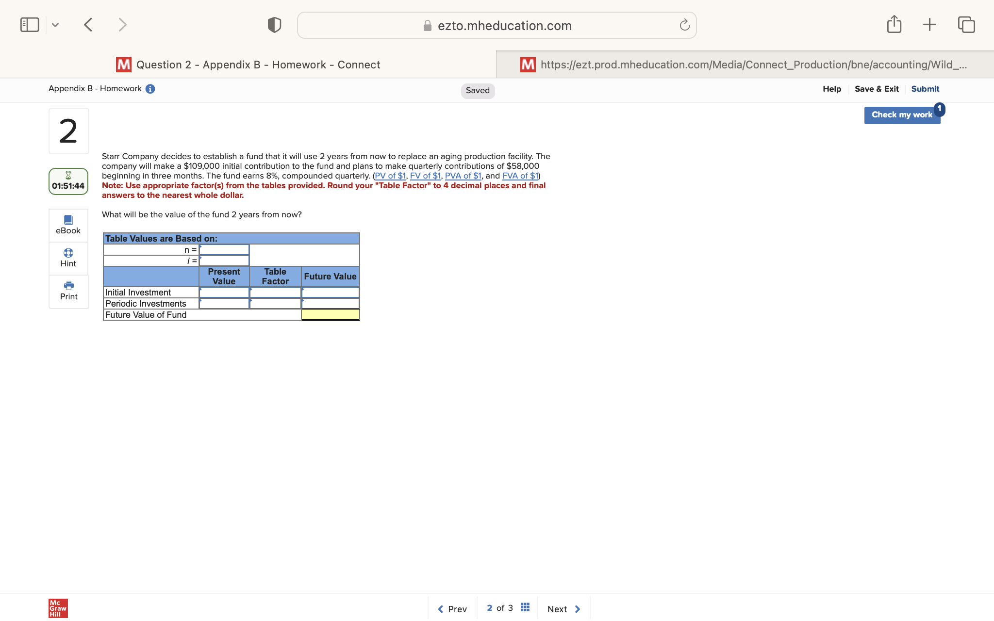 My < > 0 & ezto.mheducation.com D+ m Question 1 -