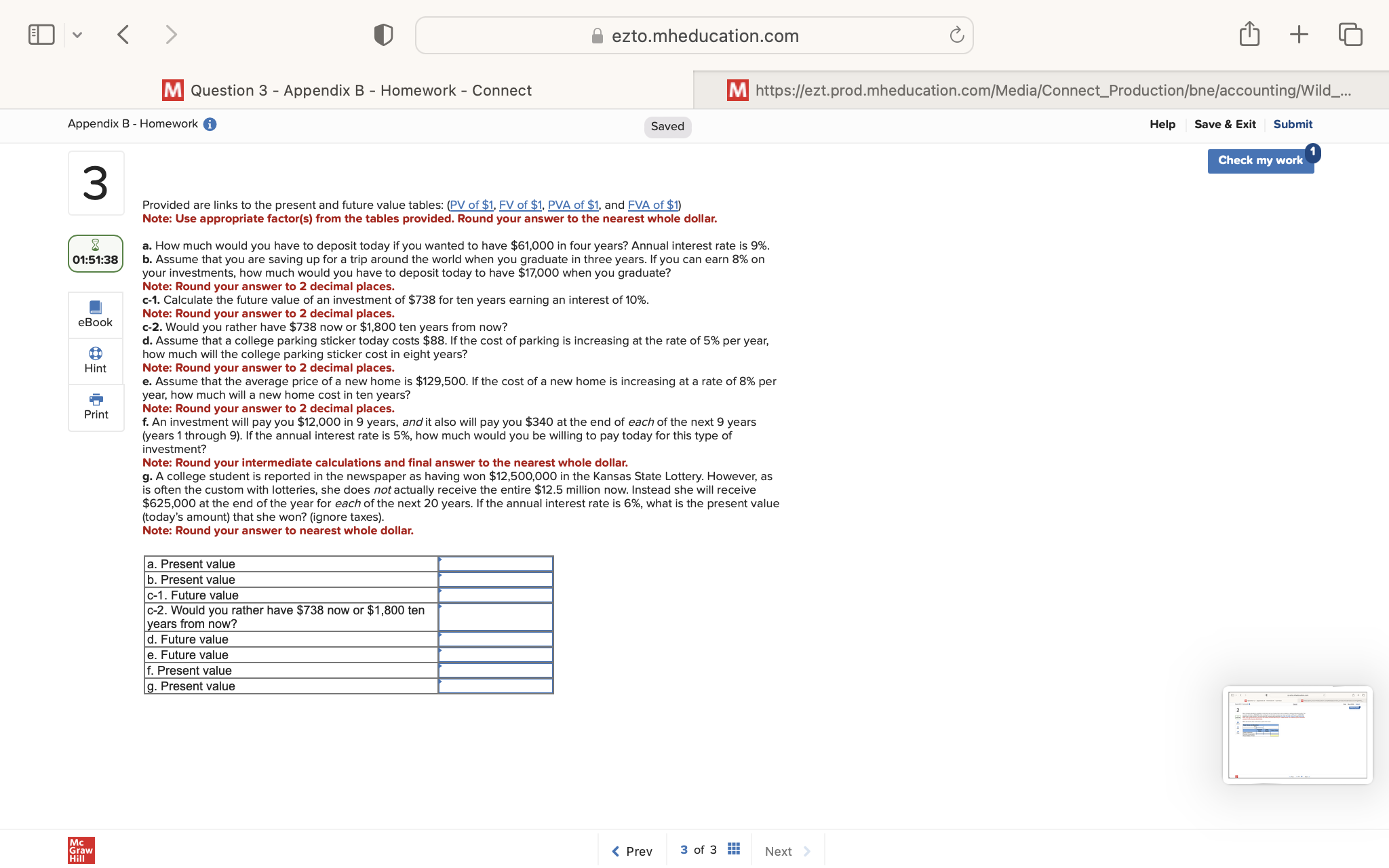 My < > 0 & ezto.mheducation.com D+ m Question 1 -