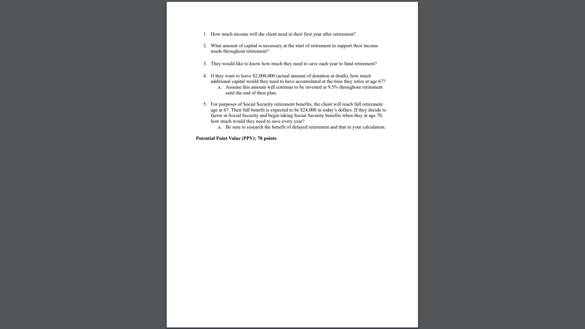 FIN 410: Retirement Planning Project 1: Capital