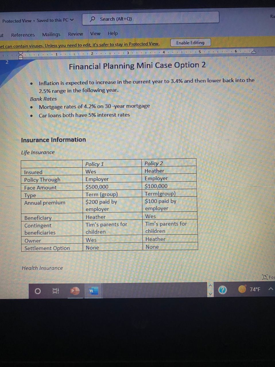 Read the insurance case provided and provide a