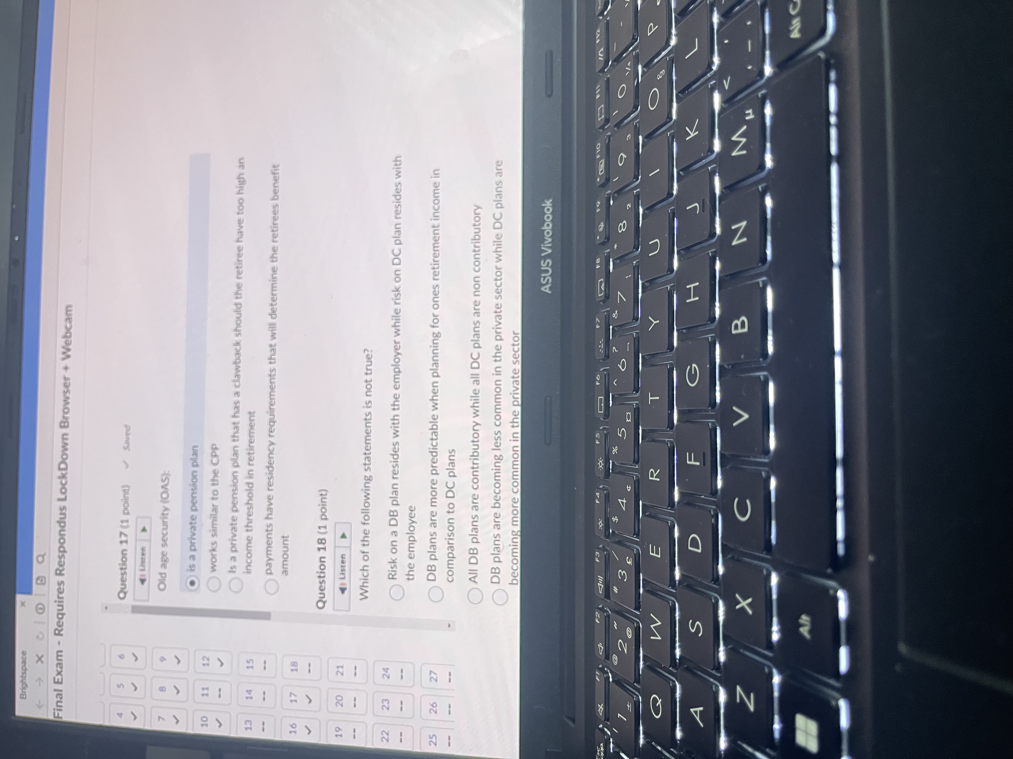 Brightspace Final Exam - Requires Respondus