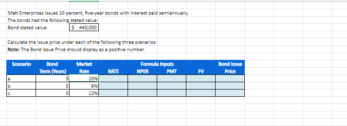 PLEASE SOLVE WITH EXCEL FORMULAS PLEASE PUT EXCEL