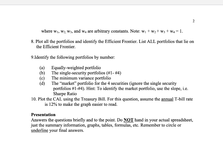 FIN 132 - Efficient Frontier (Risk and Return)