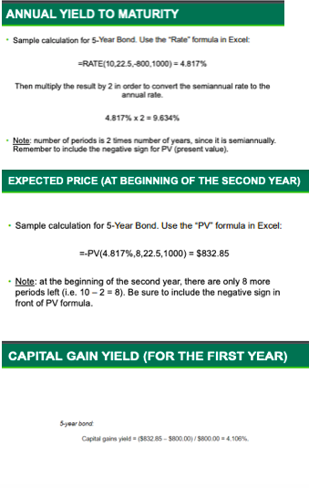 GATHER INFORMATION ON 4 BONDS " In the table