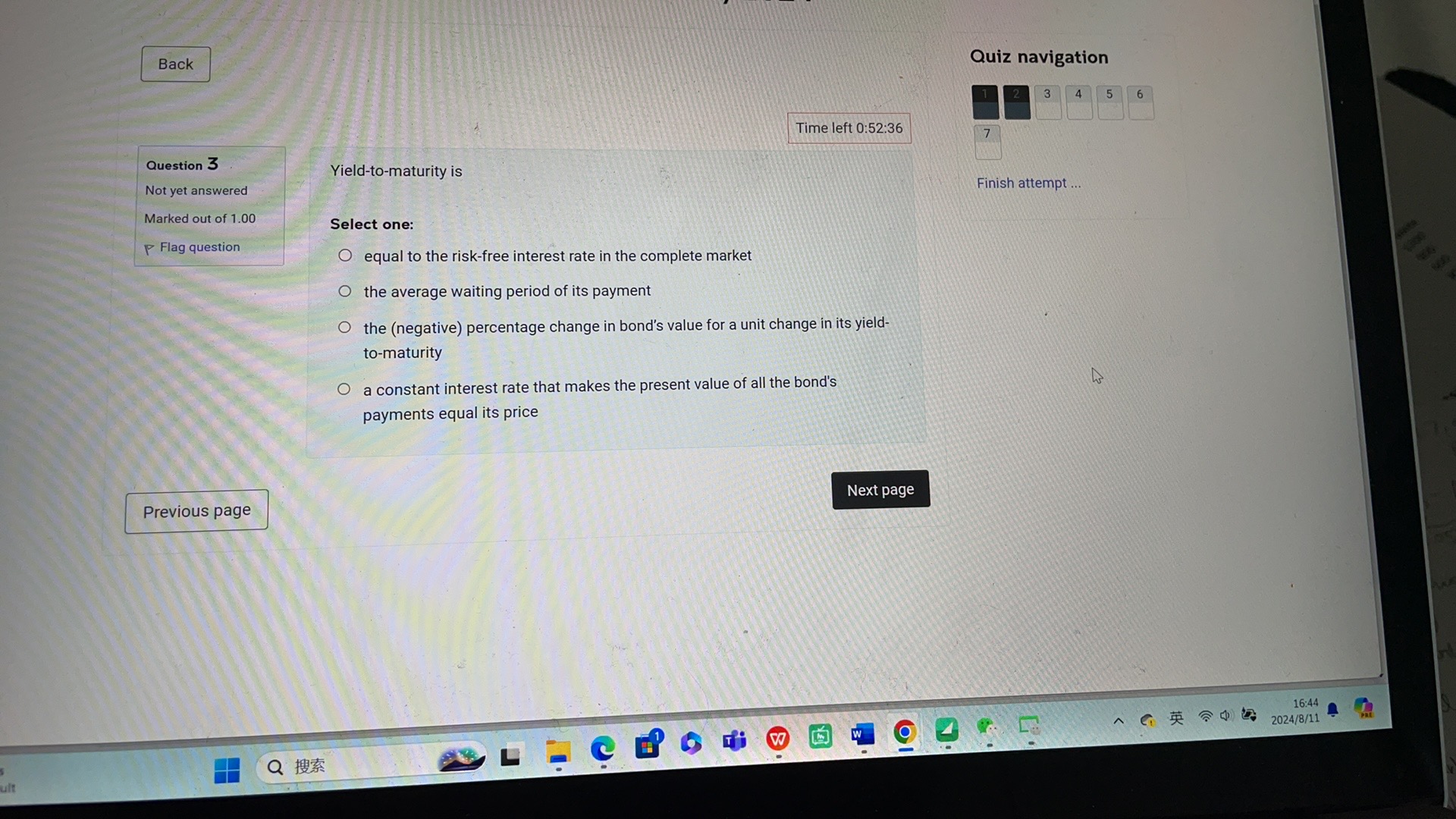 Back Quiz navigation 2 3 4 5 6 Time left 0:52:36