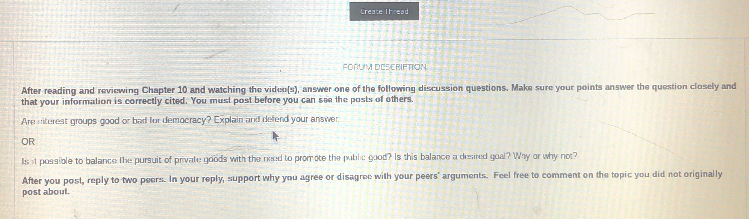 Create Thread FORUM DESCRIPTION After reading and
